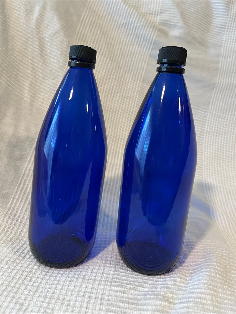2 Pc Blue Glass Water Bottle Pair - Sleek Reusable Bottles